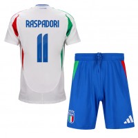 Maglia Calcio Italia Giacomo Raspadori #11 Seconda Divisa Bambino Europei 2024 Manica Corta (+ pantaloncini)